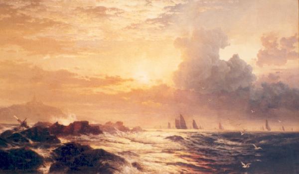 Edward Moran Yachting at Sunset Norge oil painting art
